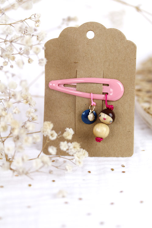(image pour) Barrette Coquillage rose foncé