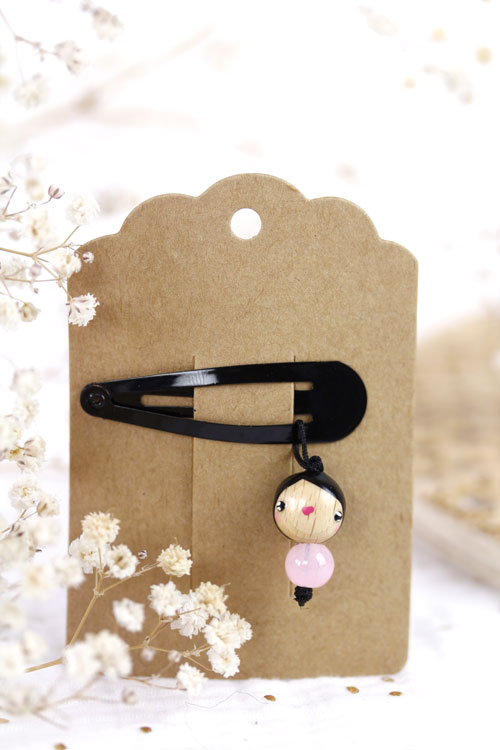 (image pour) Barrette Noire Perle Verre