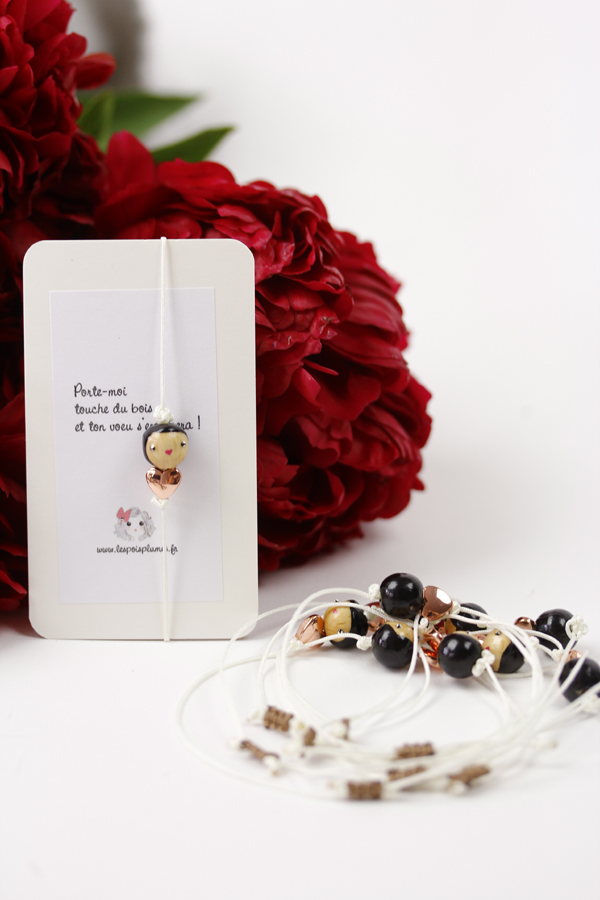 (image pour) Bracelet Femme Coulisse Hématite Cœur Or rose