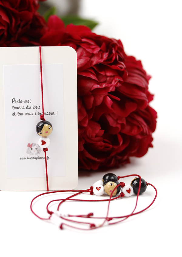 (image pour) Bracelet Femme Coulisse Cœur Rouge