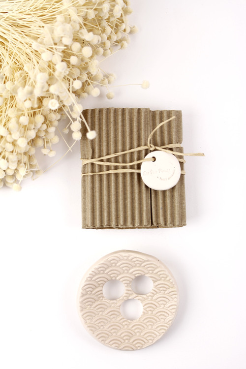 (image pour) Bobèche Blanc Seigaiha 3 trous