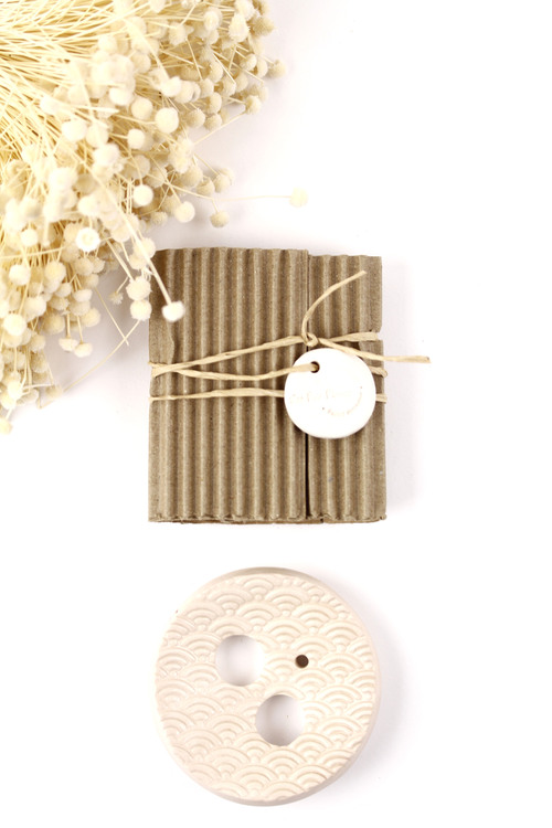 (image pour) Bobèche Blanc Seigaiha 2 trous + 1 petit