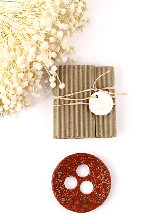 (image pour) Bobèche Rouge Seigaiha 3 trous