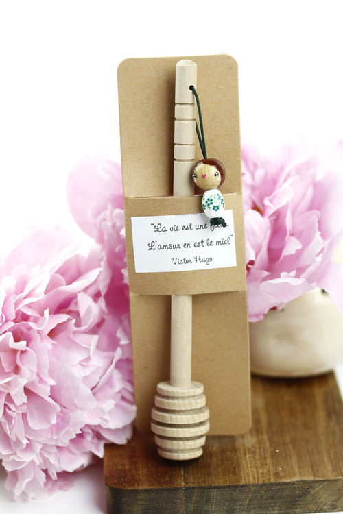 (image pour) Cuillère en bois Miel 🌼 Verte