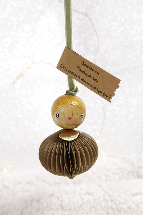 (image pour) Boule Origami Velours Doré