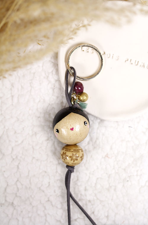 (image pour) Porte Clé Perle Sculptée Poinsettia