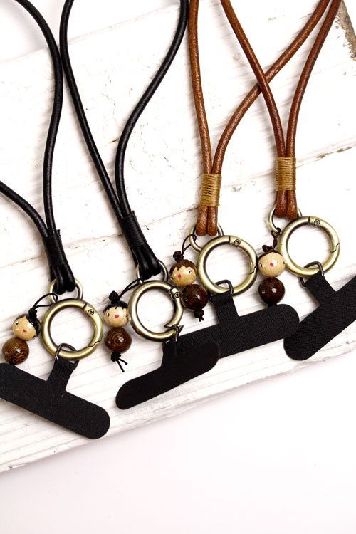 (image pour) Lanière Téléphone Cuir Noir Homme